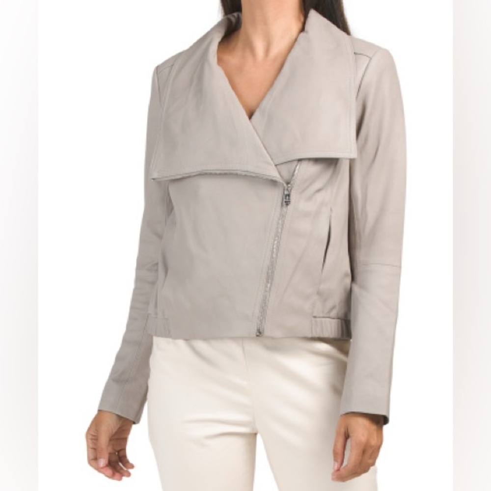SAM EDELMAN Drape Front Leather Bomber